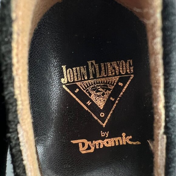 John Fluevog Suede Leather Pointed Square Toe Chunky Curve Heel Mary Jane Witchy - Picture 4 of 8